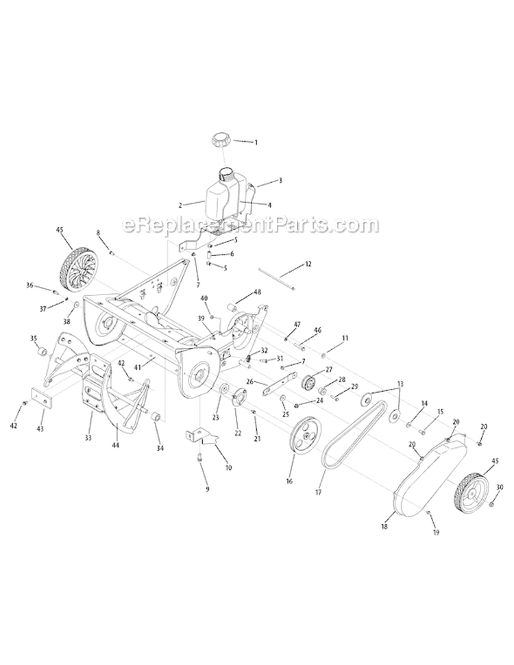 Drive and Auger Assembly Diagram and Parts List for 31A-2M1A752 2009 Yard Machines Snow Blower
